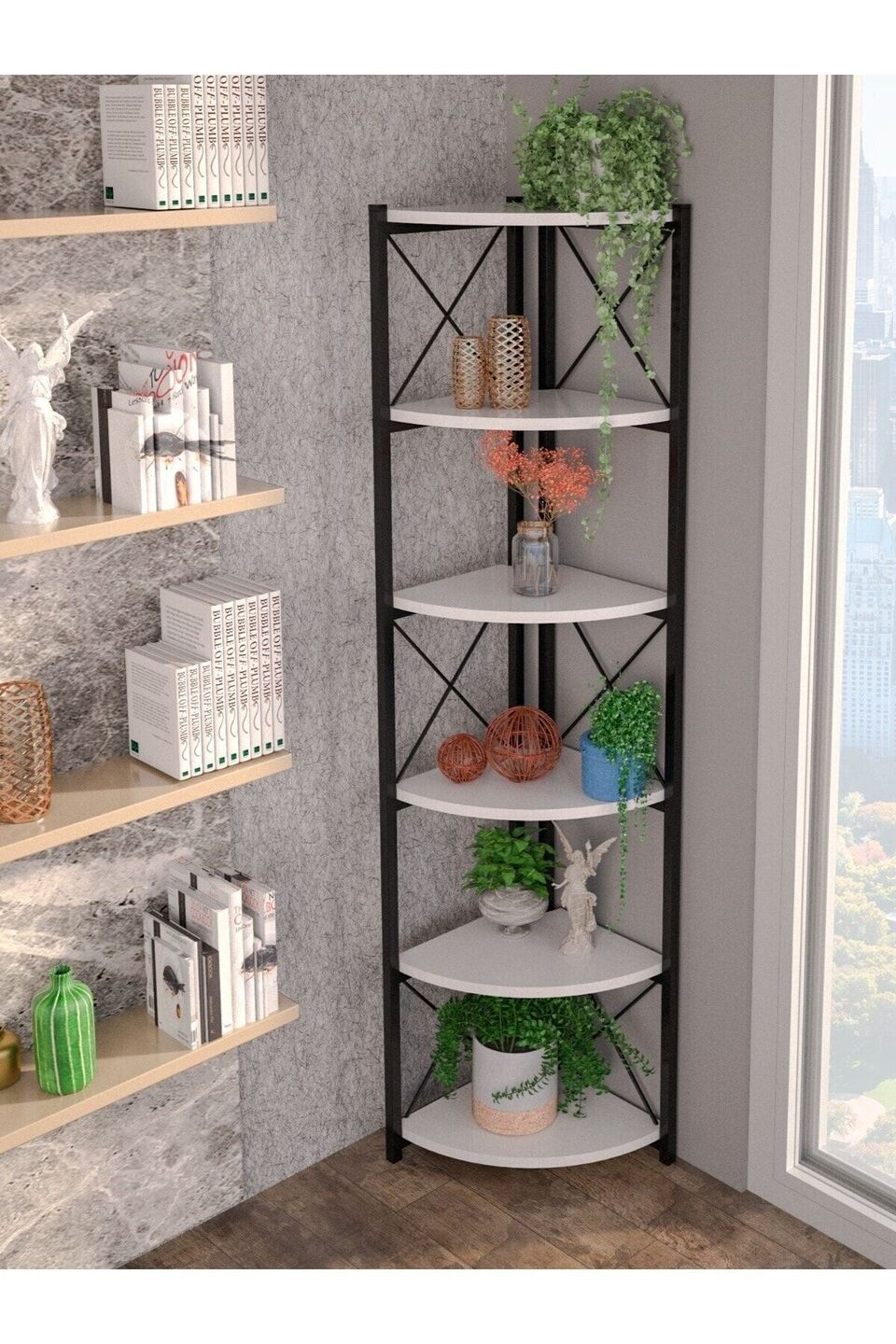 Libreria a 6 ripiani con struttura in metallo 2