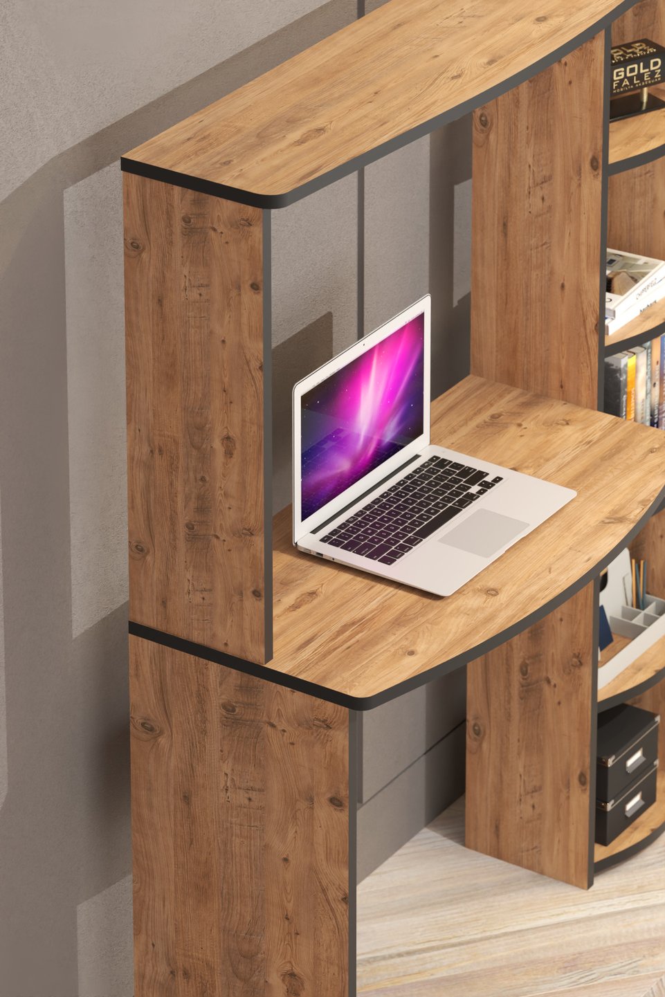 Study Desk with Bookcase 3