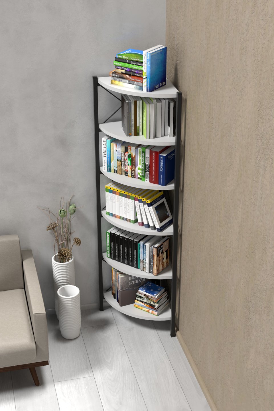 Libreria a 6 ripiani con struttura in metallo 5