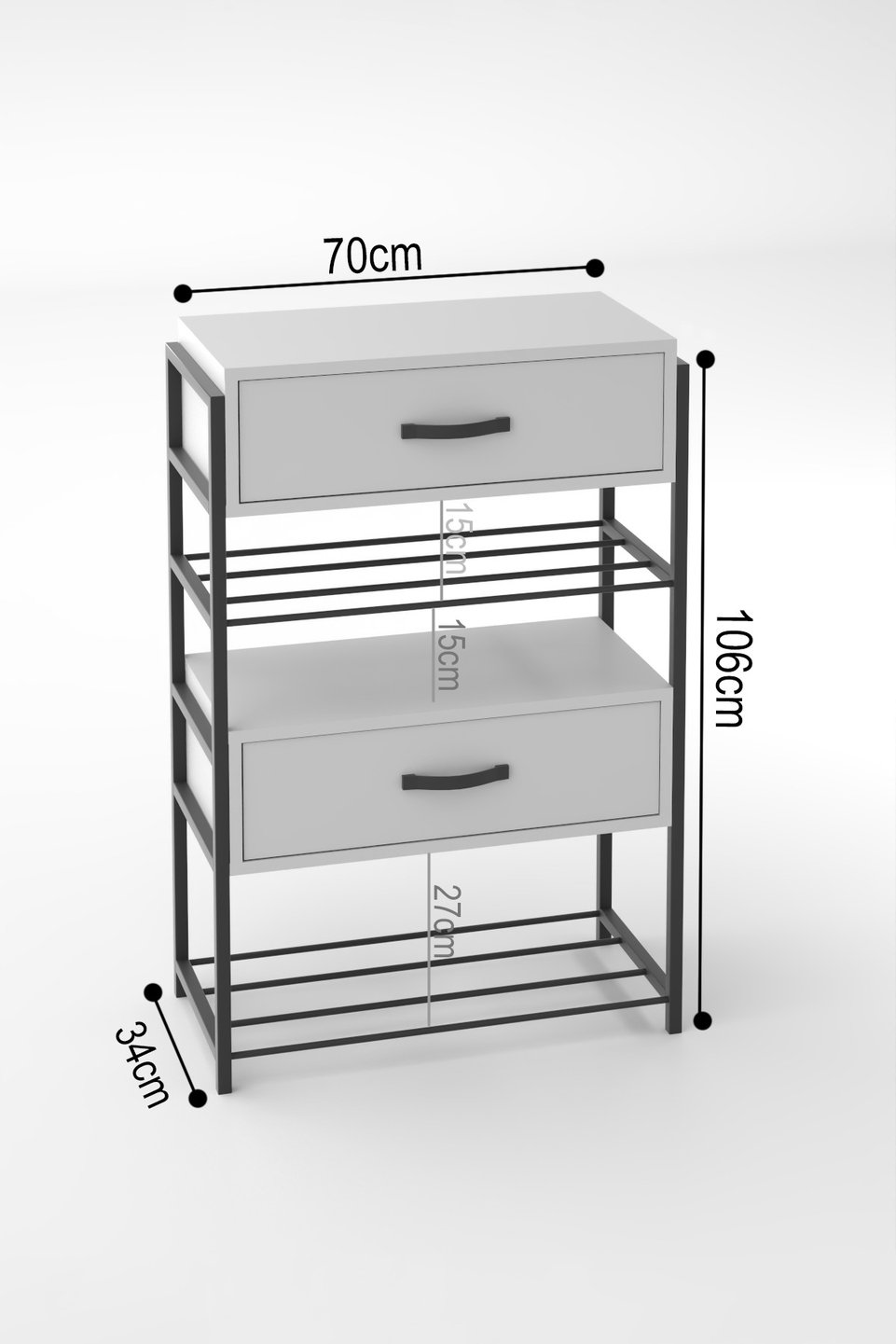 Meuble à chaussures à 2 portes et corps en métal 2