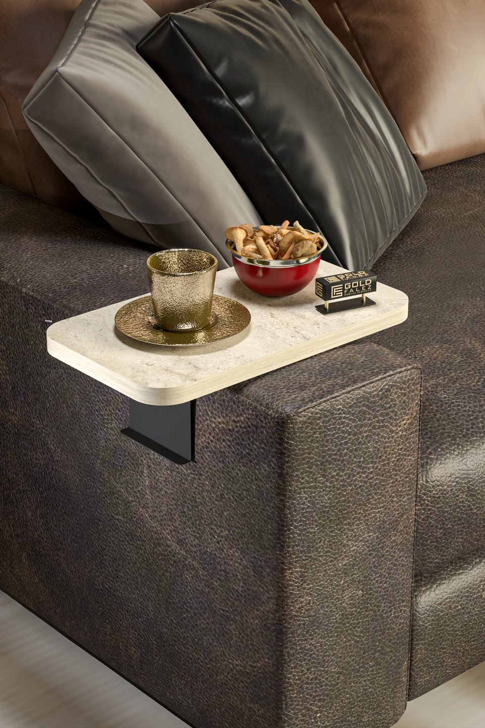 Sofa Armrest Tray Table – Ecru