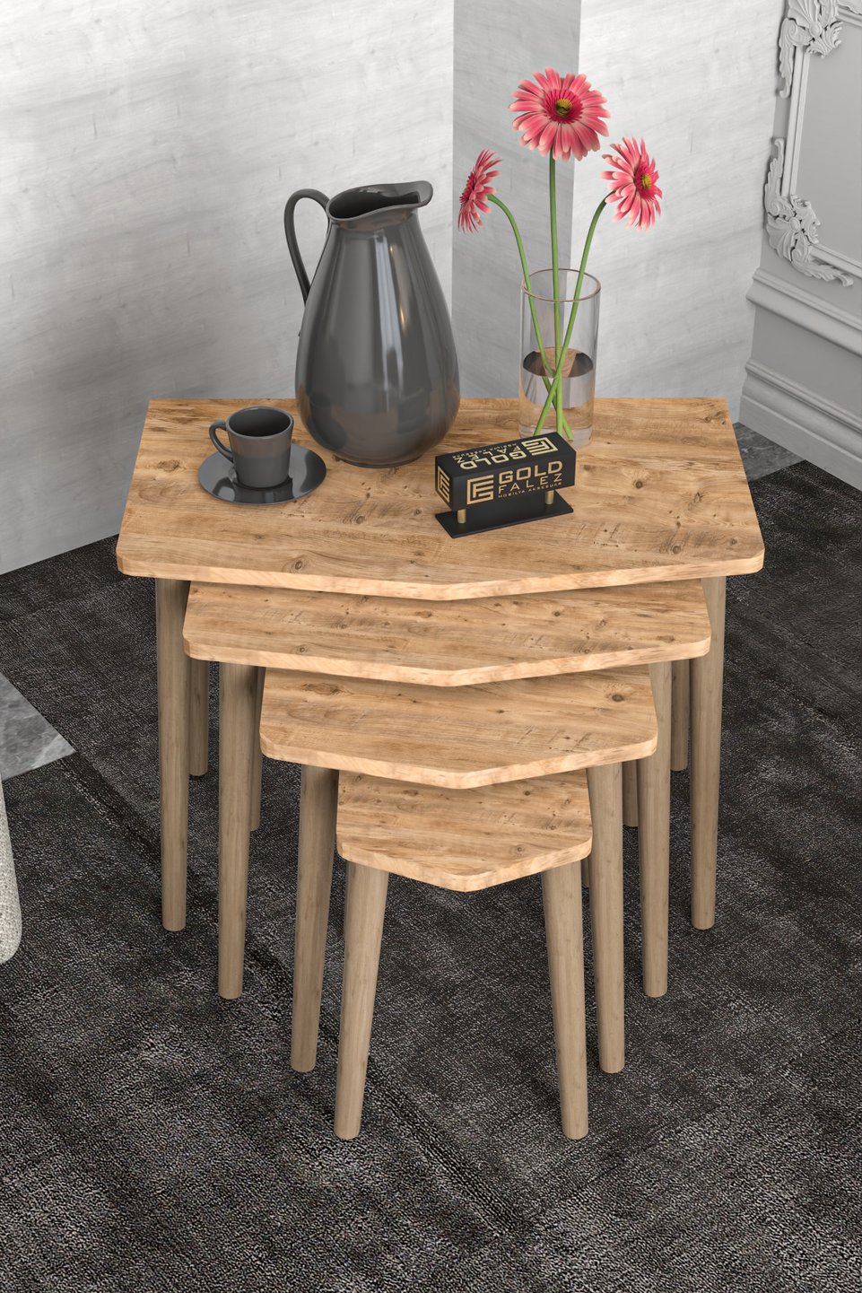 Elya Tables gigognes – Lot de 4 · Marron