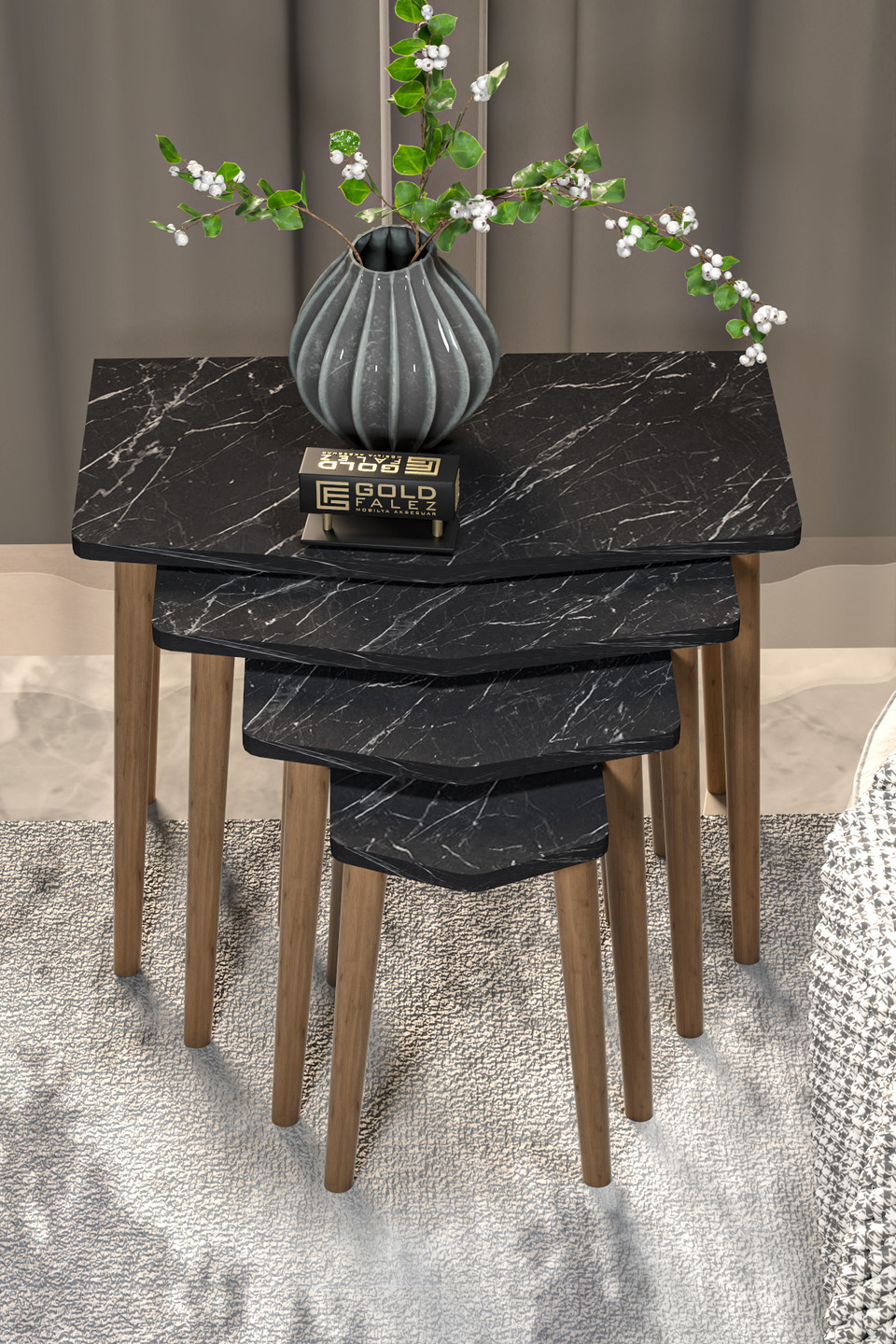 Elya Tables gigognes – Lot de 4 · Noir