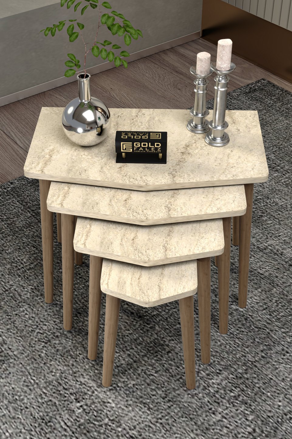 Elya Tables gigognes – Lot de 4 · Gris