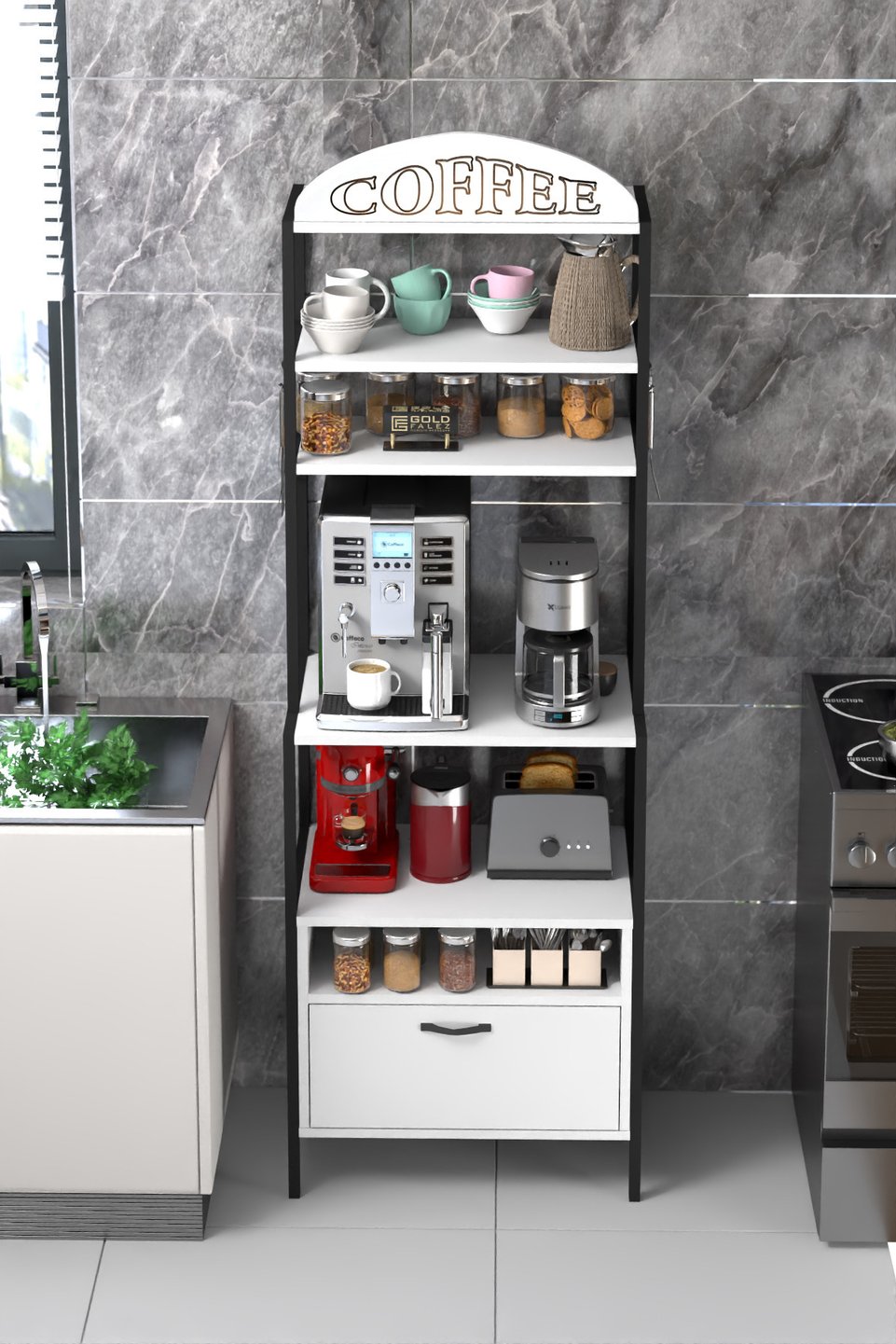 Metal Coffee Corner Kitchen Rack 3