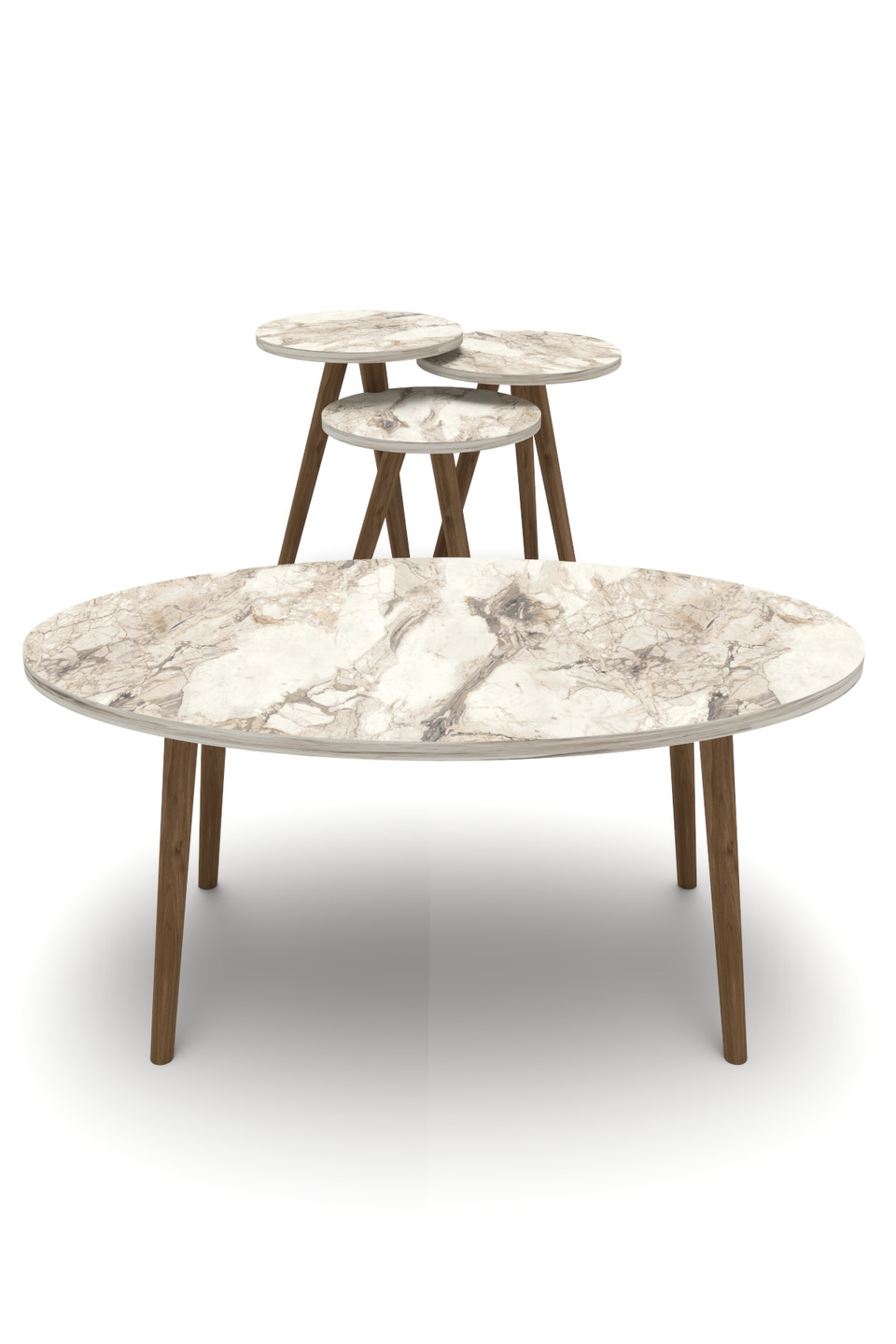 Set di tavolini ellittici con gambe tornite 7