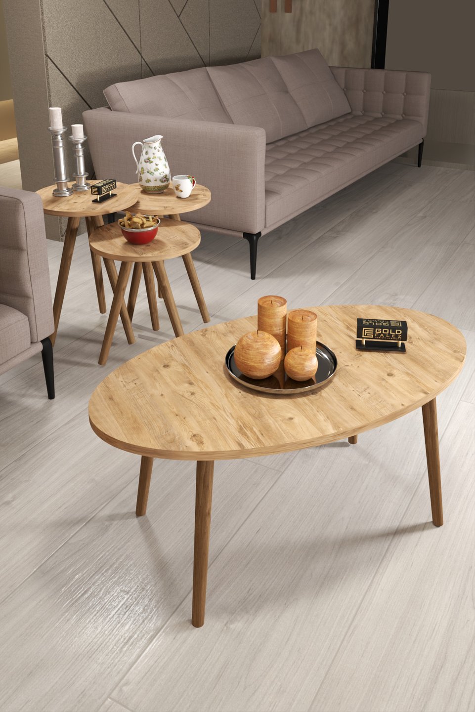 Salontafelset met gedraaide poten 6