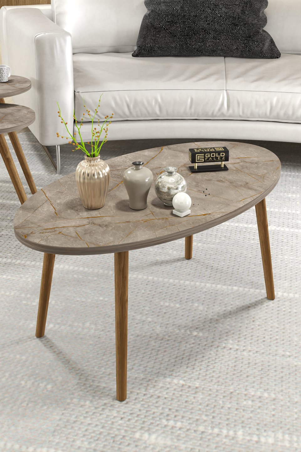 Set di tavolini da salotto con gambe tornite 5