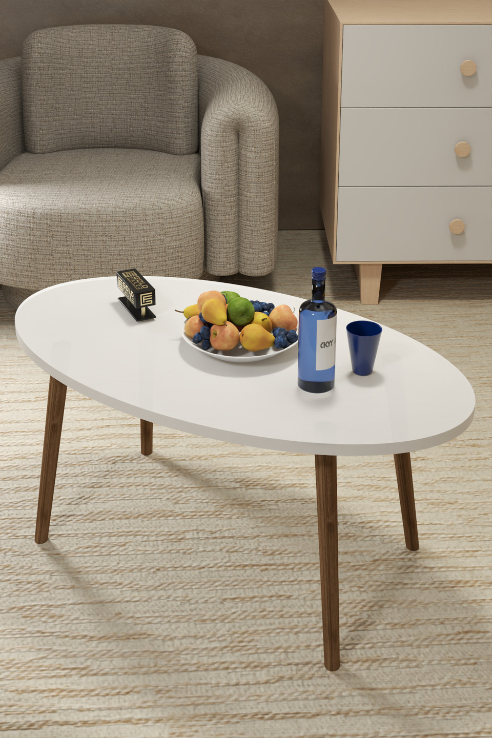 Set di tavolini ellittici con gambe tornite 5