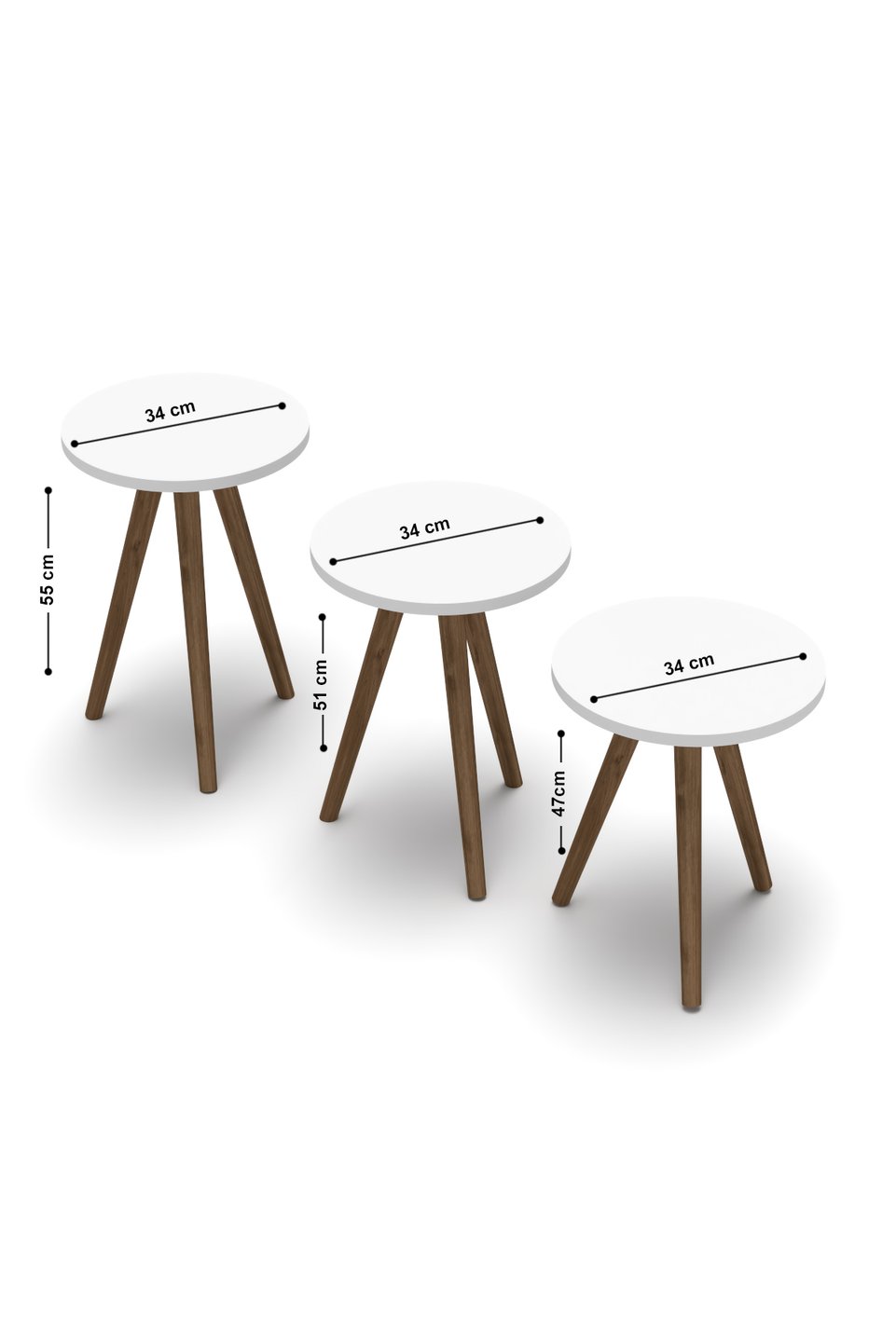 Set di tavolini ellittici con gambe tornite 3