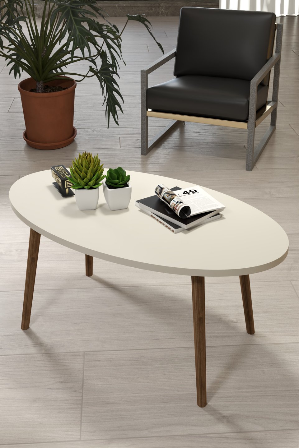 Set di tavolini ellittici con gambe tornite 5