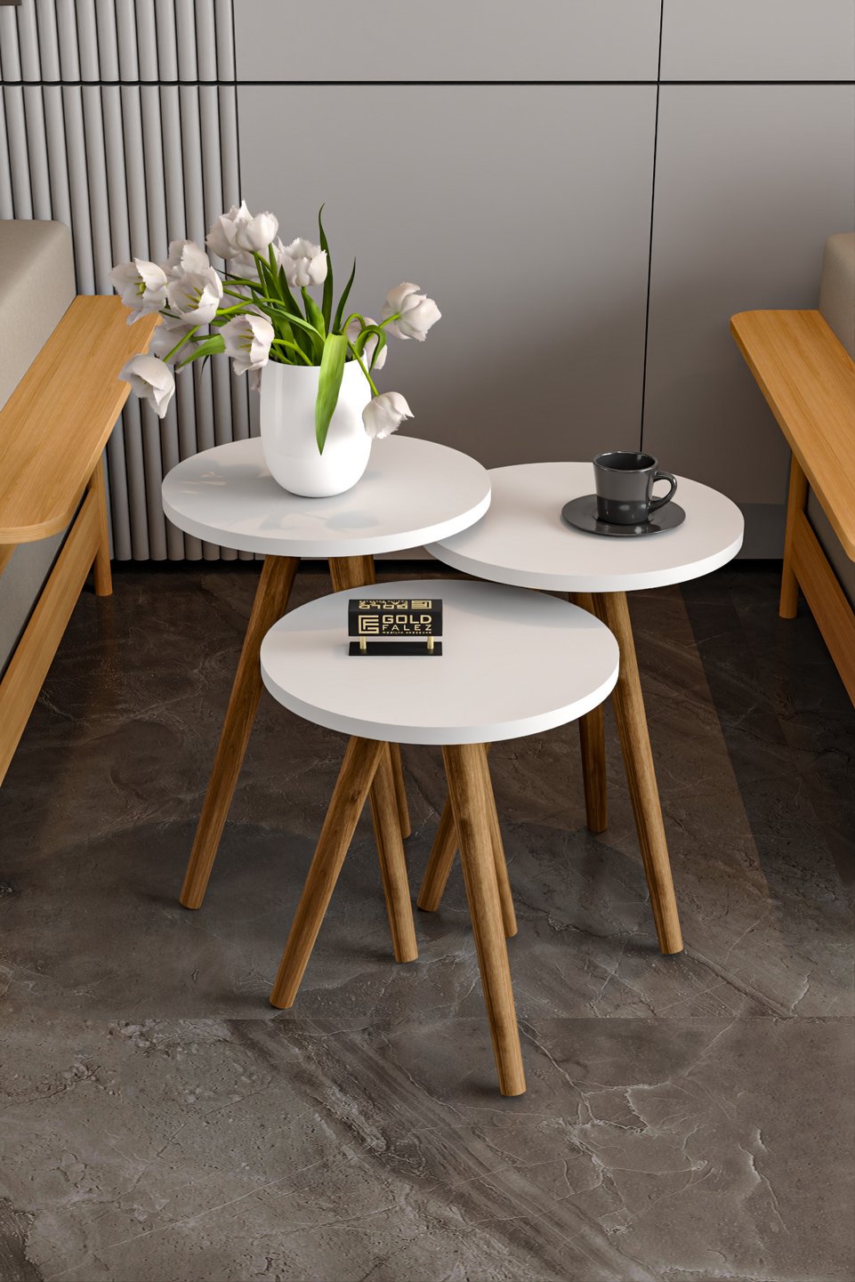 Tisch-Set mit gedrechselten Hainbuchenbeinen 5
