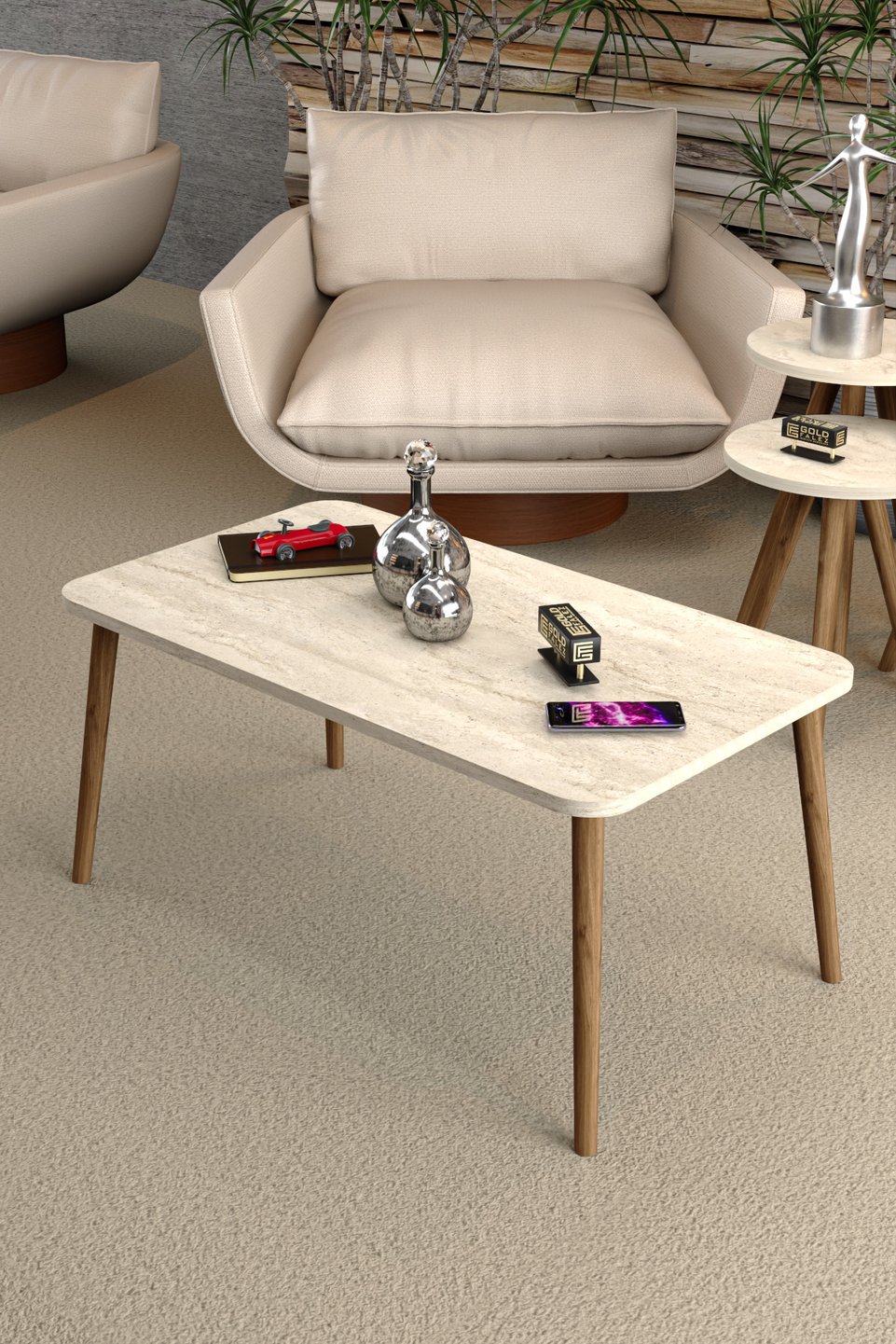 Coffee Table Set with Turned Legs 4