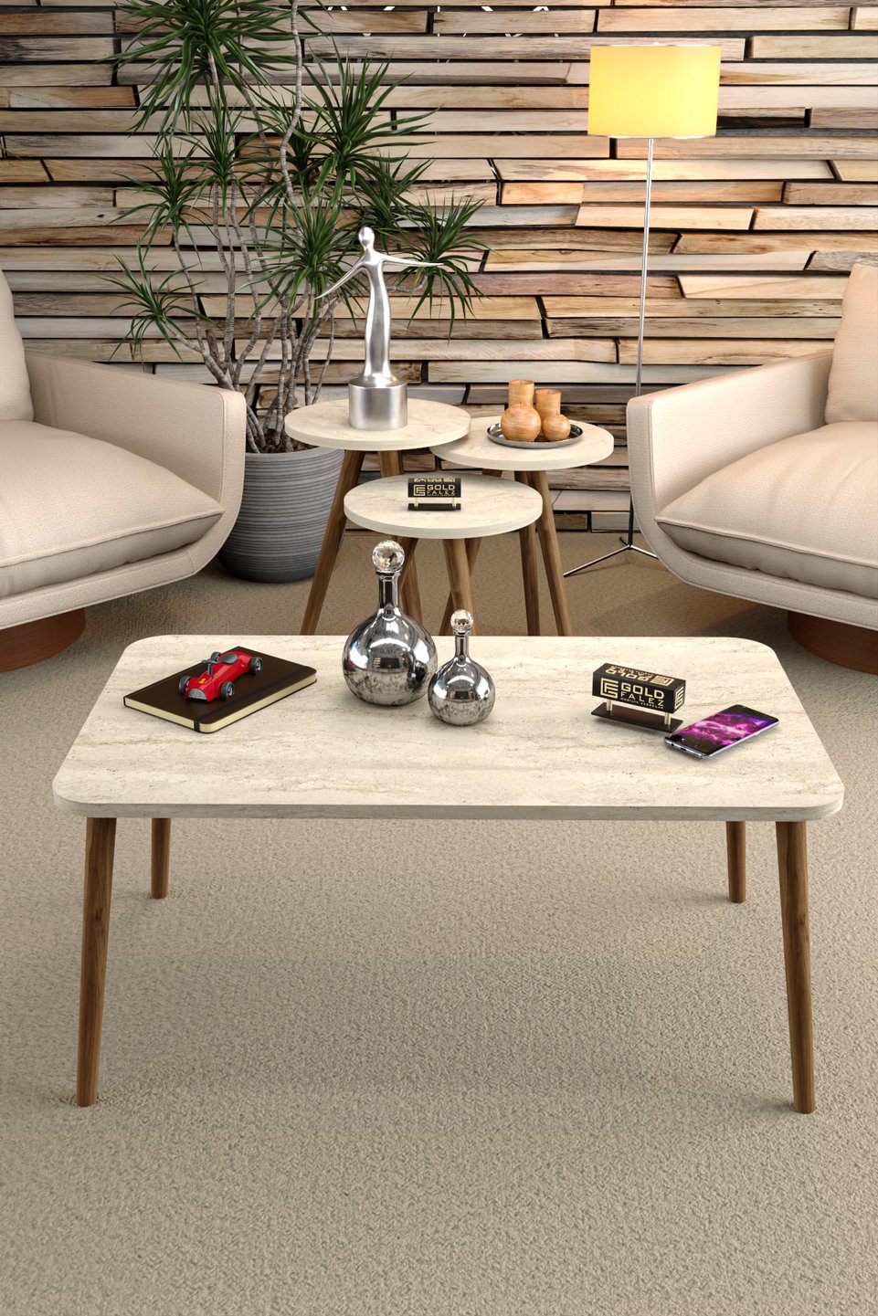 Coffee Table Set with Turned Legs 7