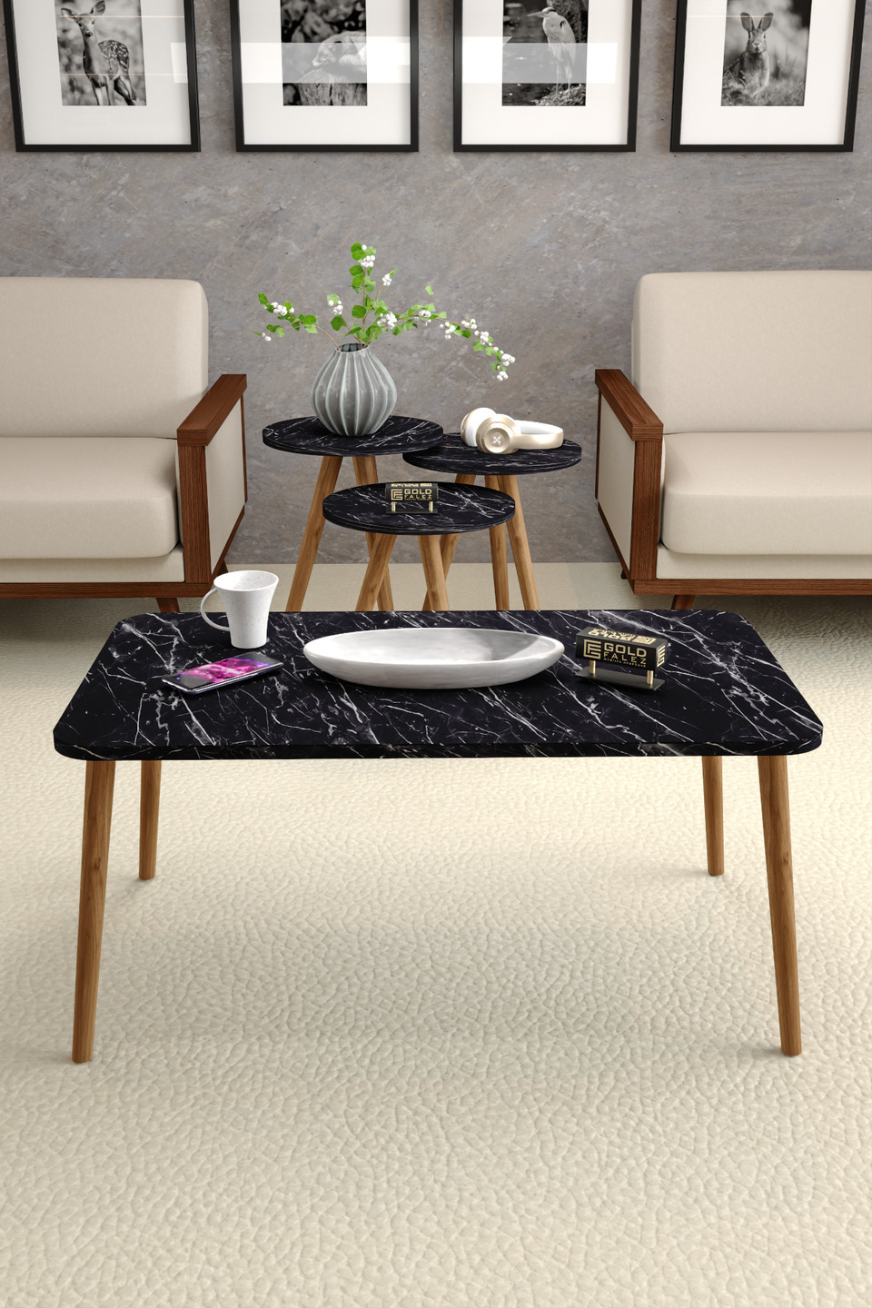 Set di tavolini da salotto con gambe tornite 6