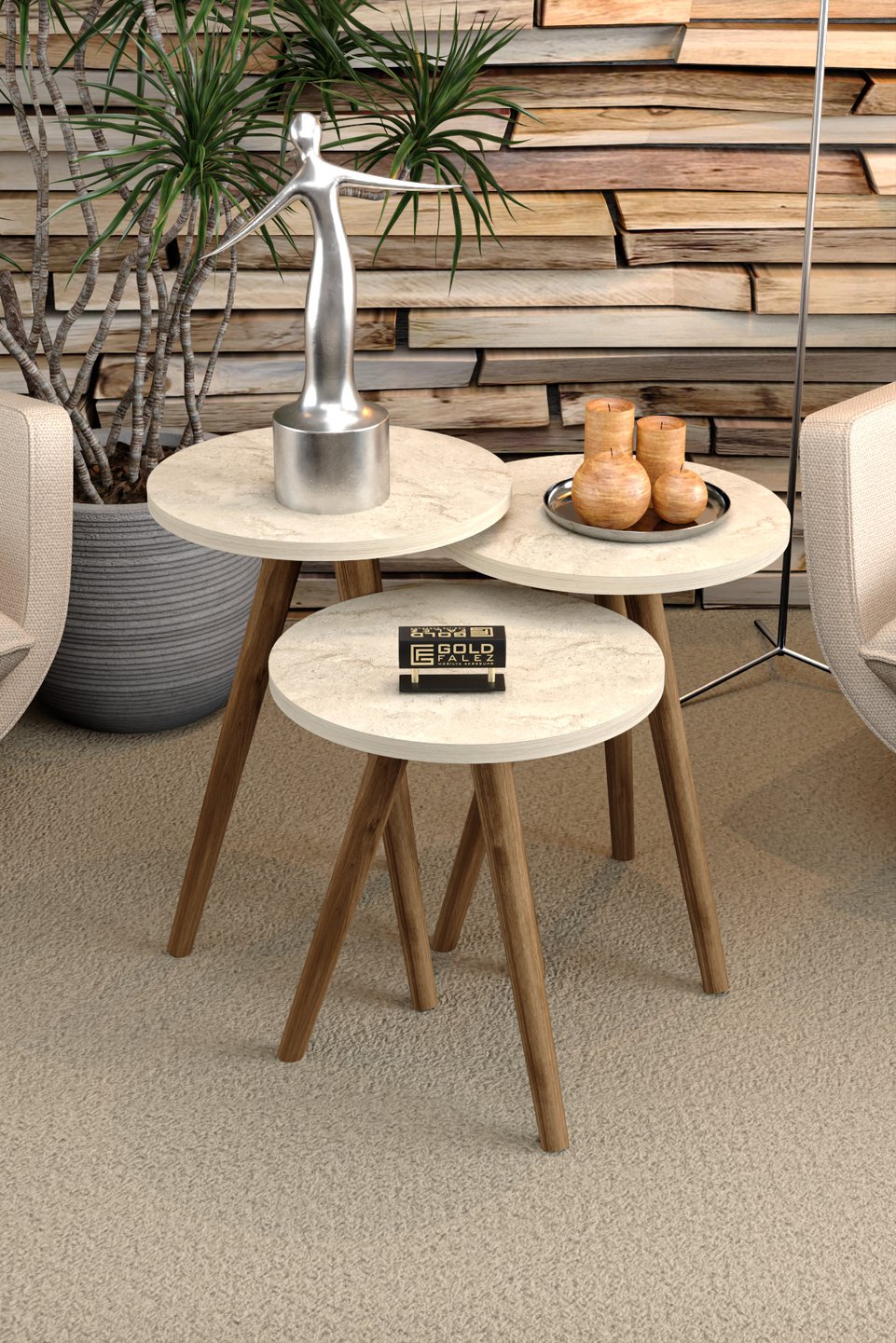 Coffee Table Set with Turned Legs 2