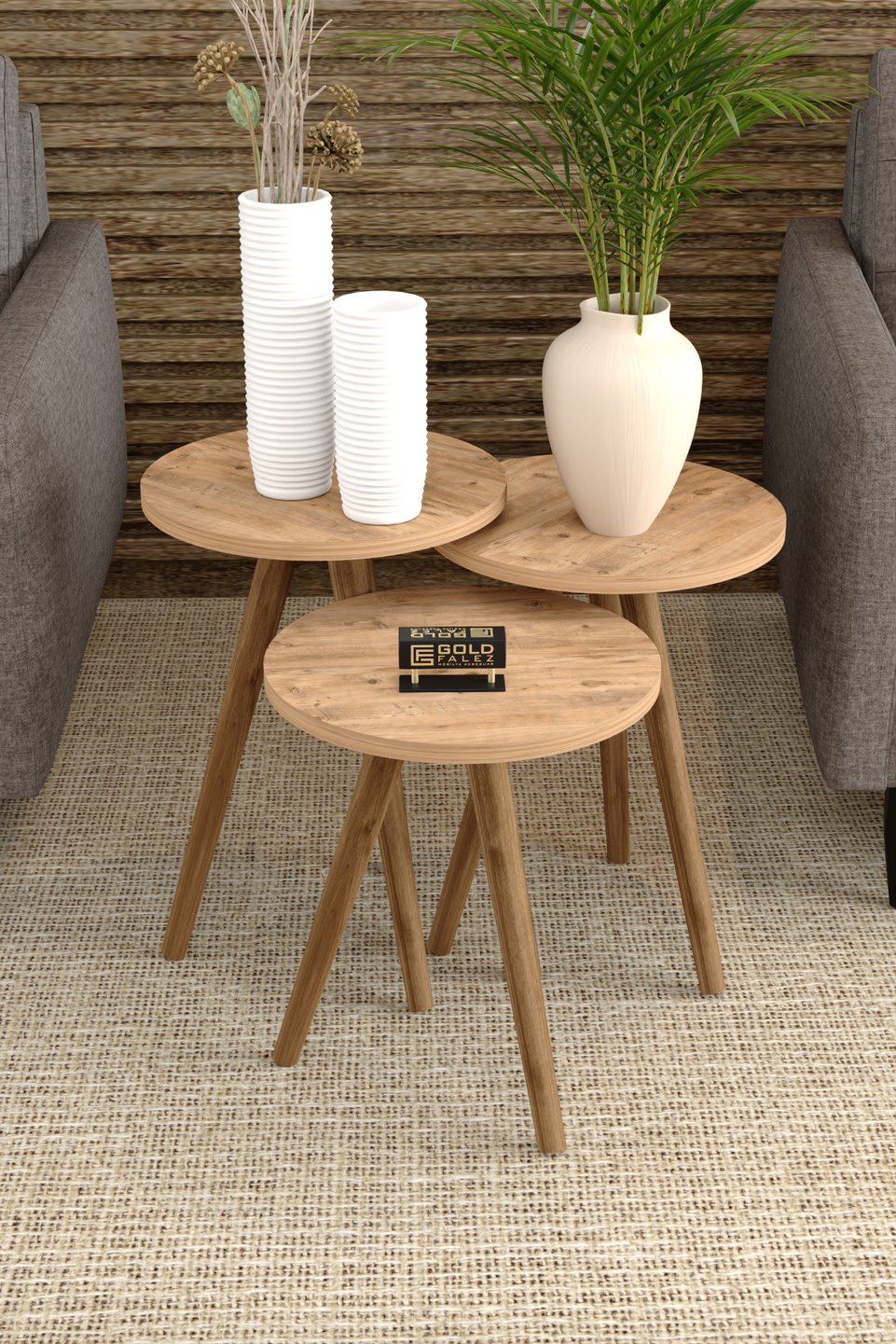 Ensemble de tables à pieds tournés en charme 7