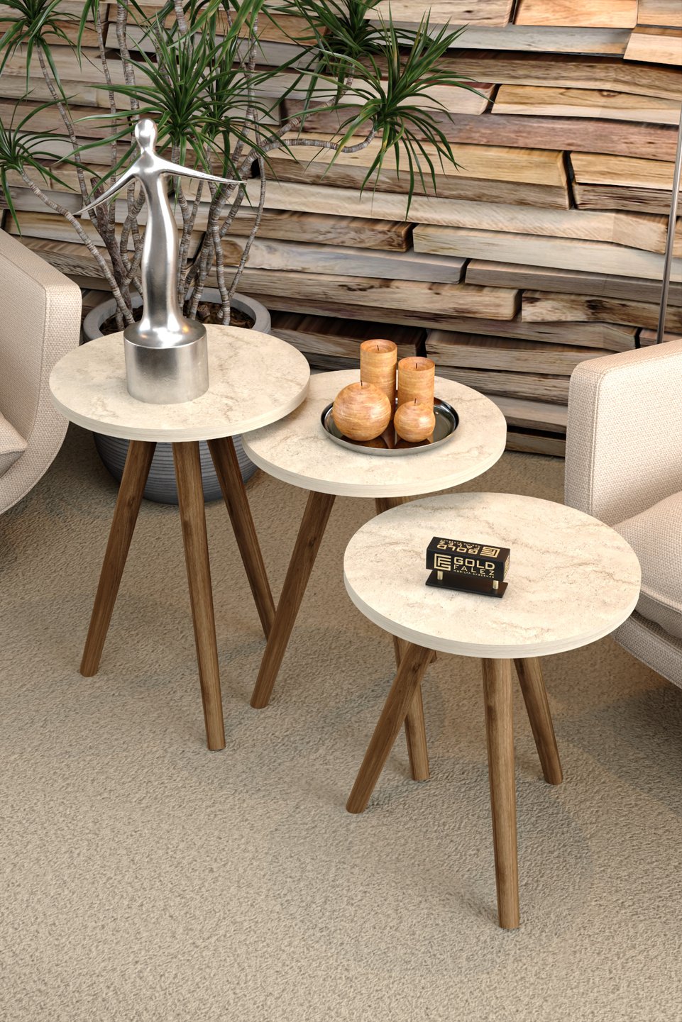 Coffee Table Set with Turned Legs 6