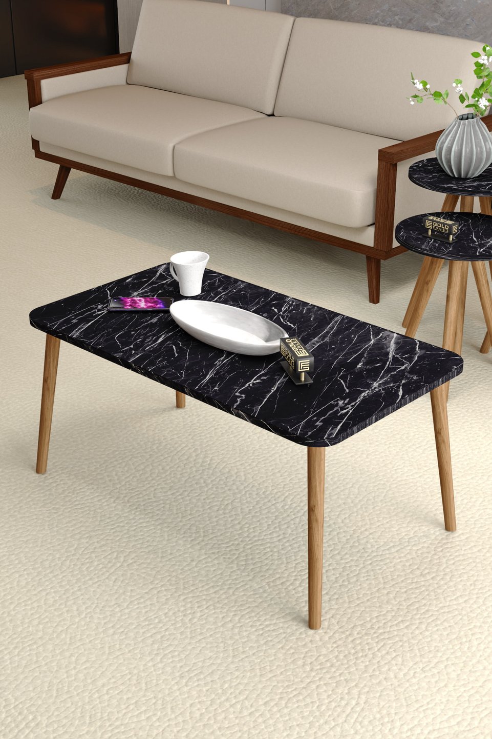 Set di tavolini da salotto con gambe tornite 5