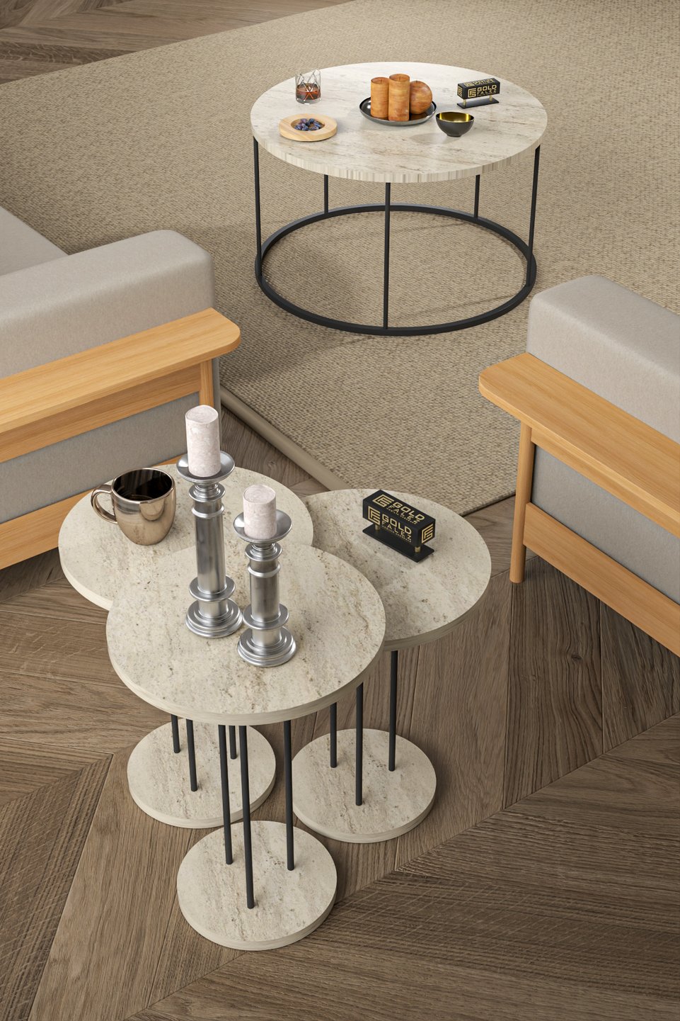 Terra Set di tavolini da salotto 3