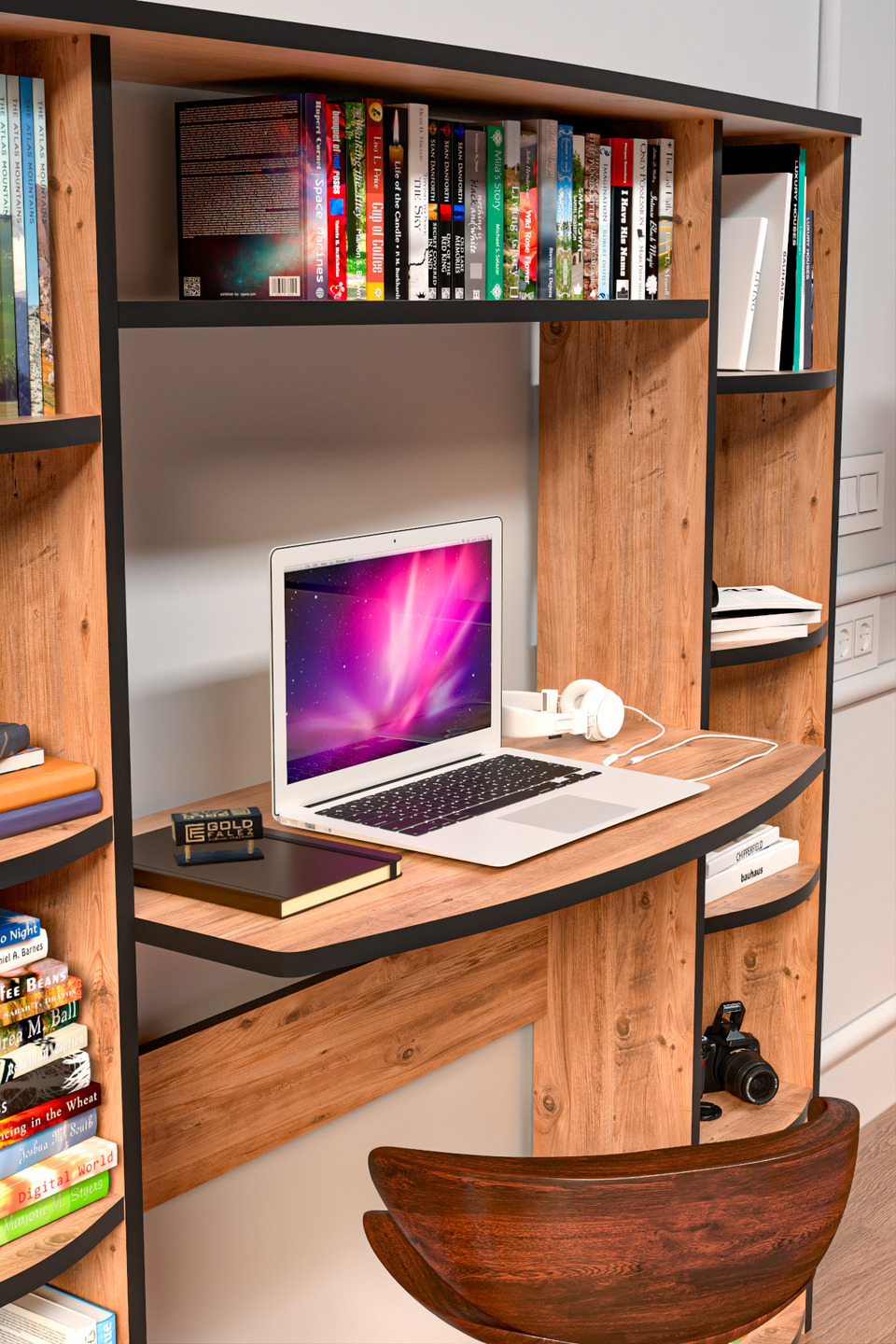 Bureau avec bibliothèque à 10 étagères 3