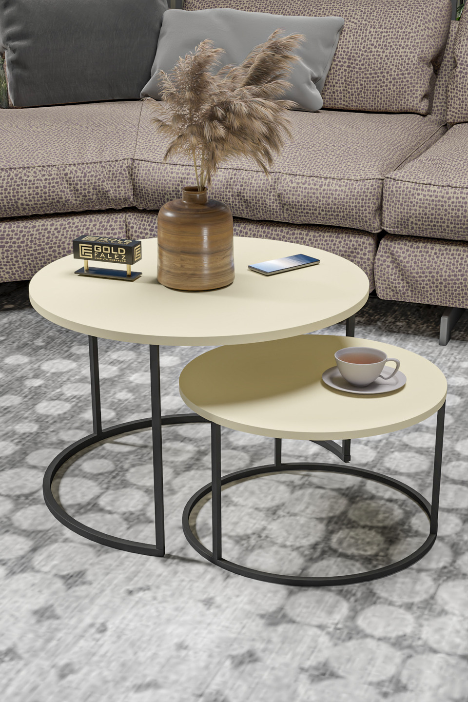 Bade Set di tavolini da salotto – Set da 2 · Crema