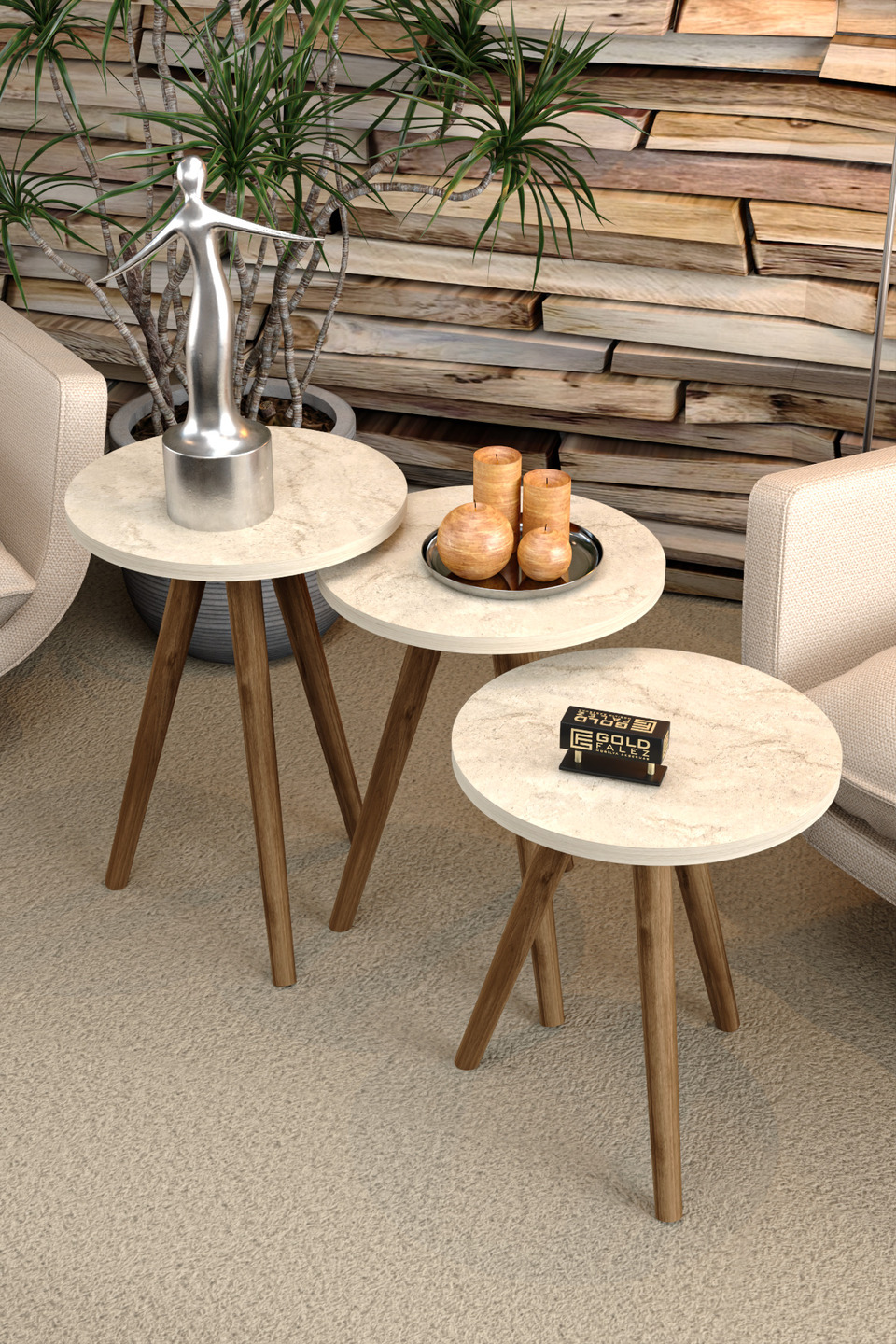 Nesttafels met gedraaide poten 6