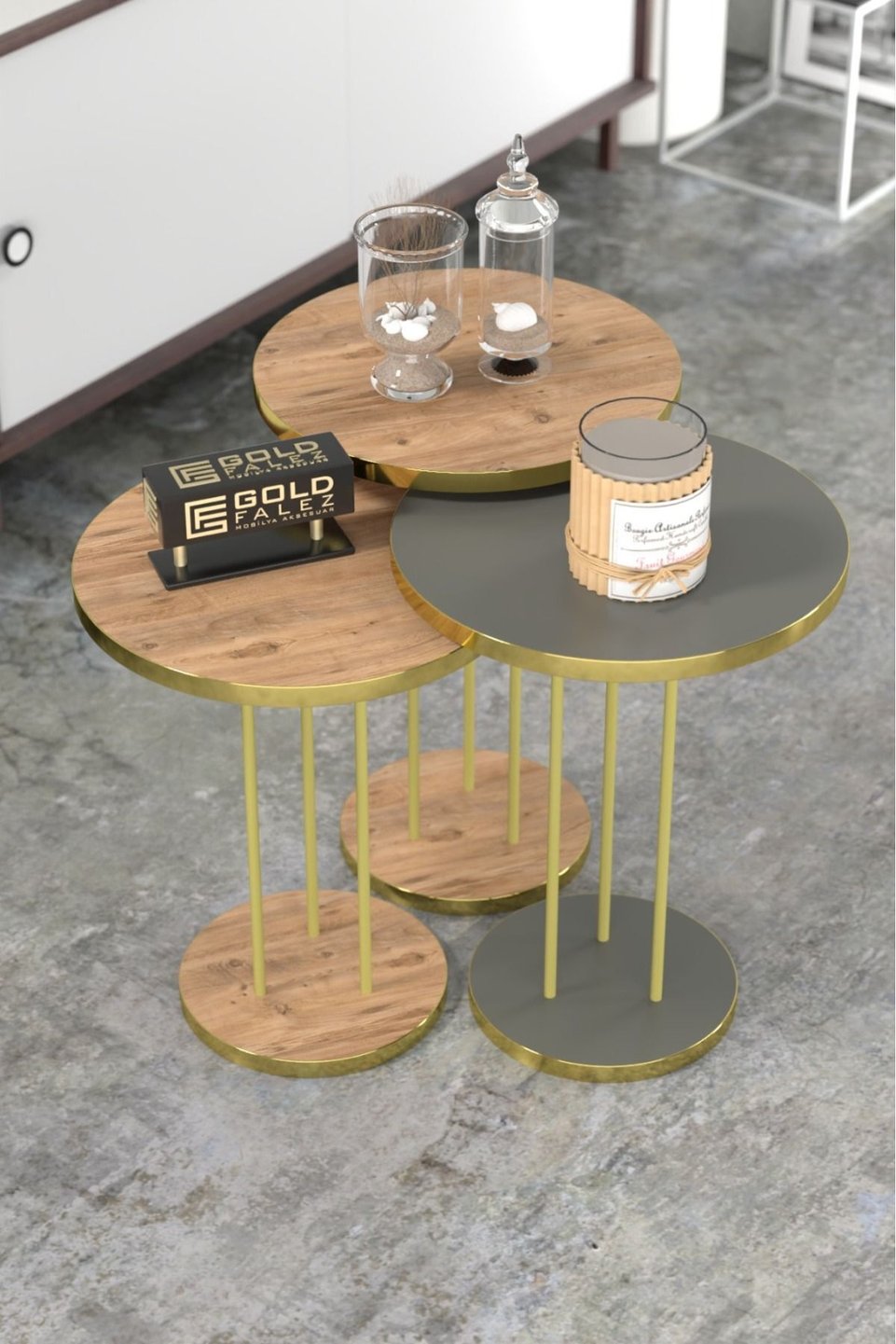 Nesting Tables with Gold Metal Legs 2