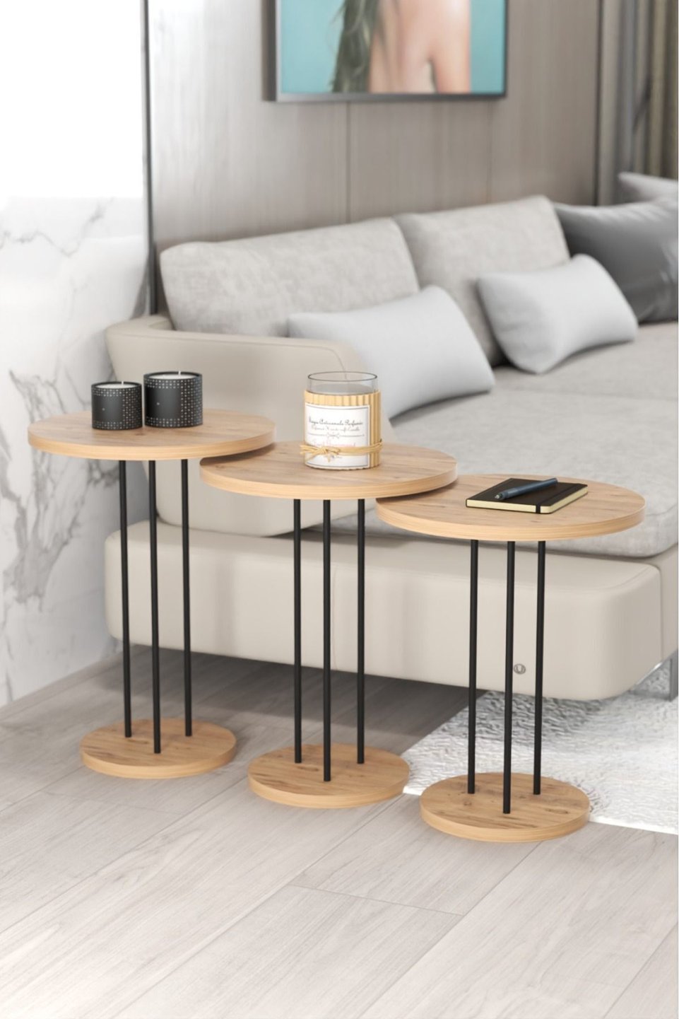Nesttafels met metalen poten 3