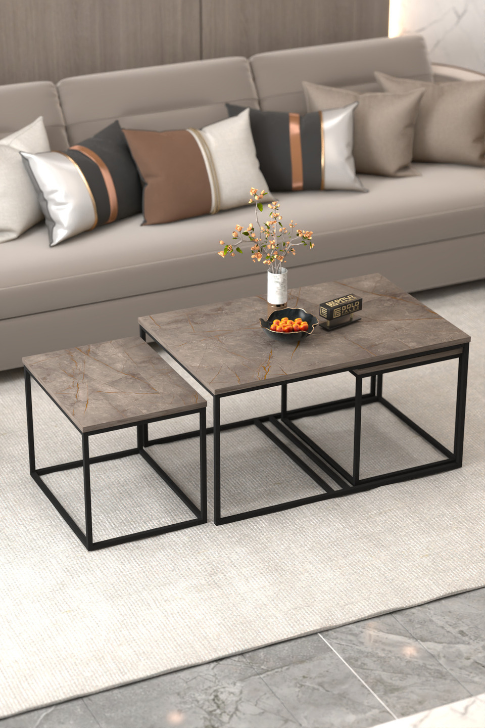Flora Juego de mesa de centro y mesas nido 5