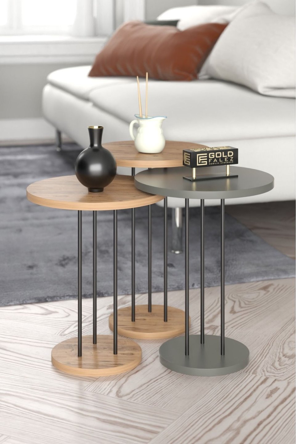 Nesttafels met metalen poten 3