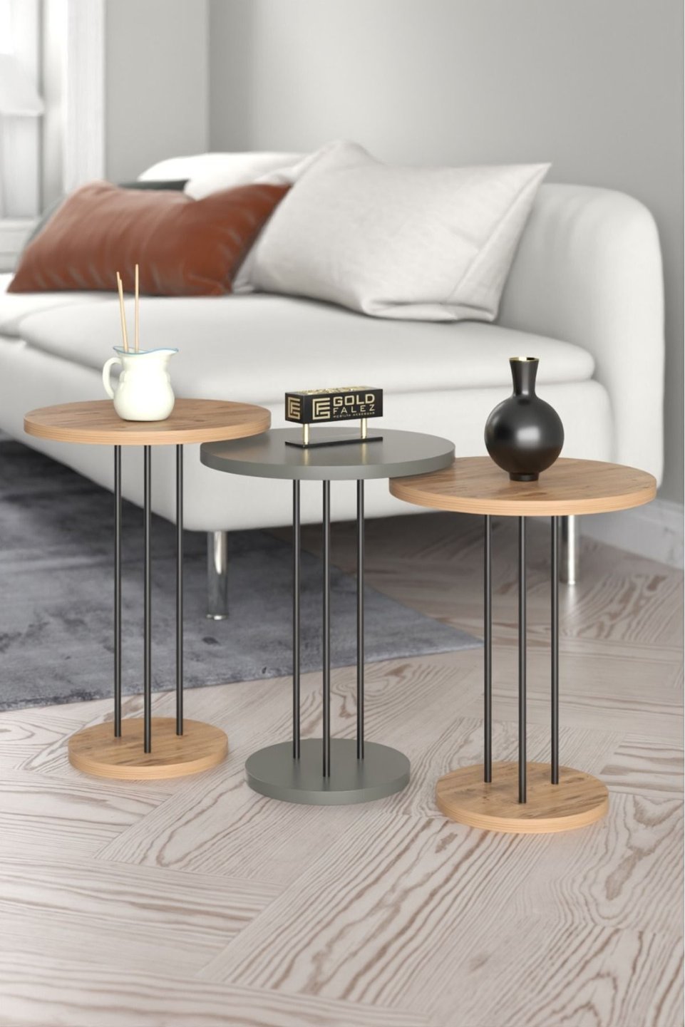 Nesttafels met metalen poten 2