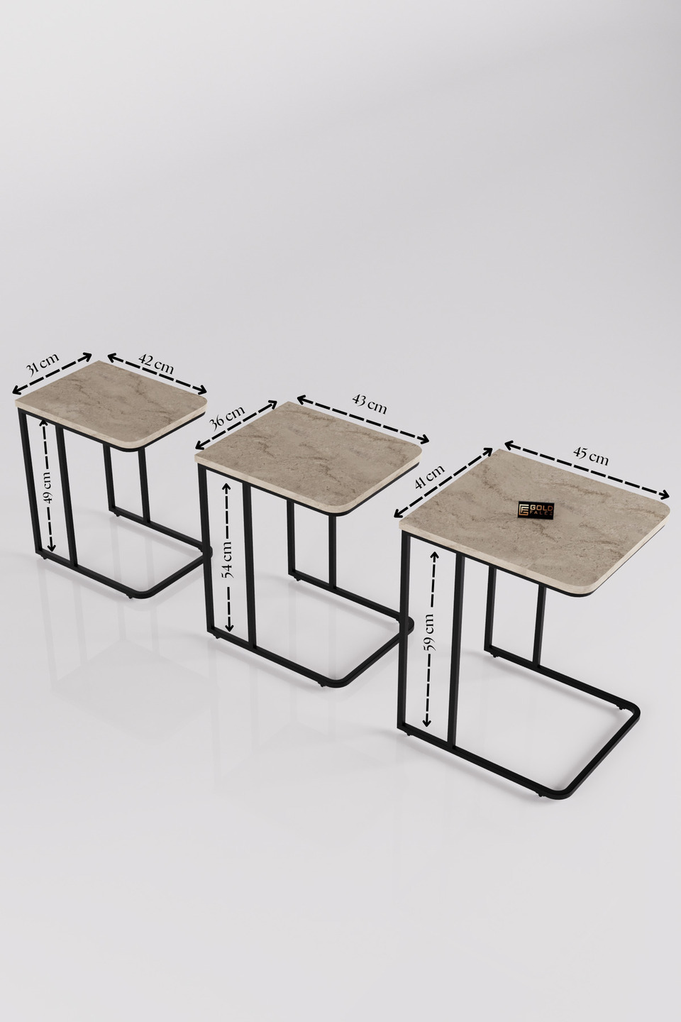 Juego de mesas auxiliares con ruedas 6