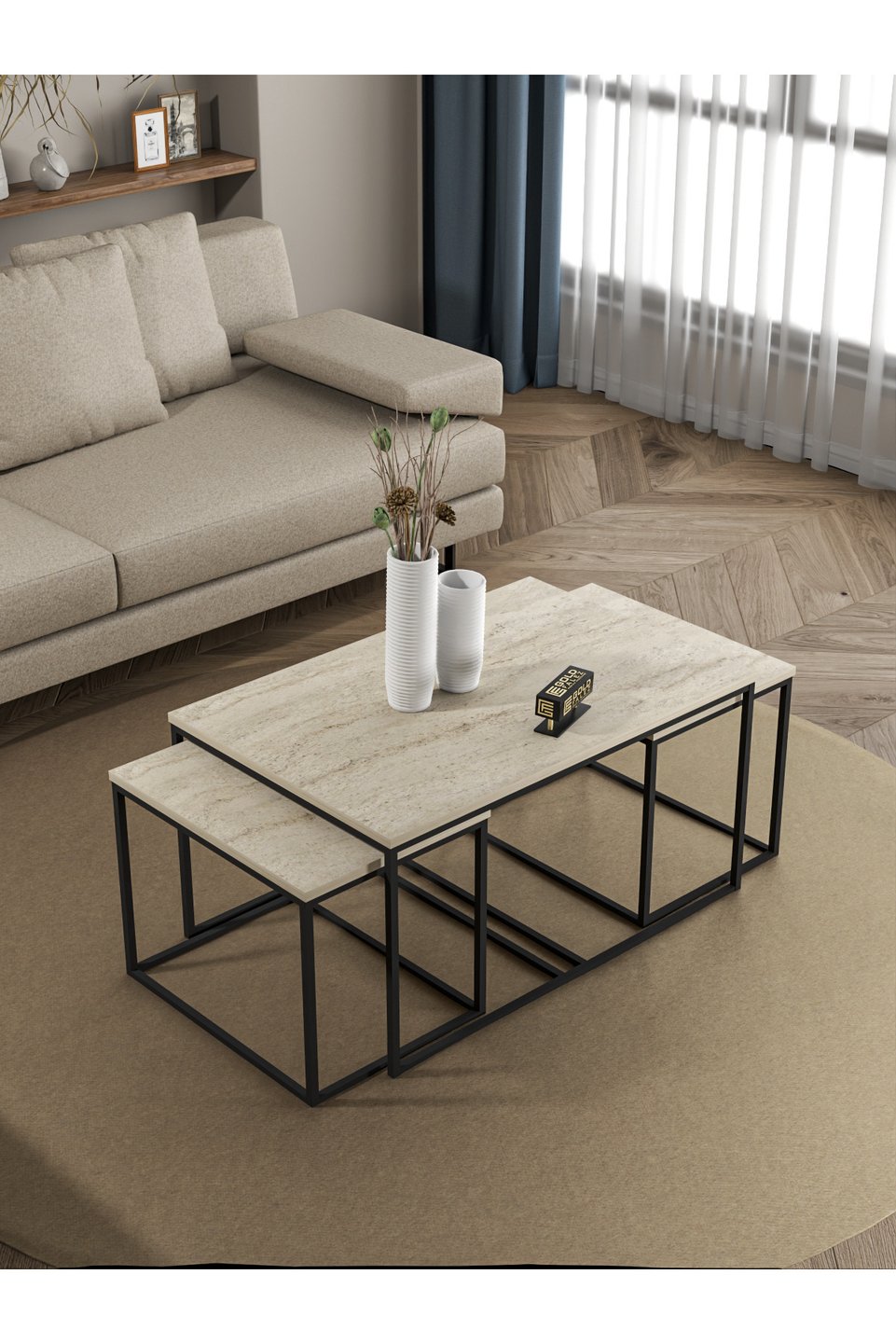 Flora Juego de mesa de centro y mesas nido 2