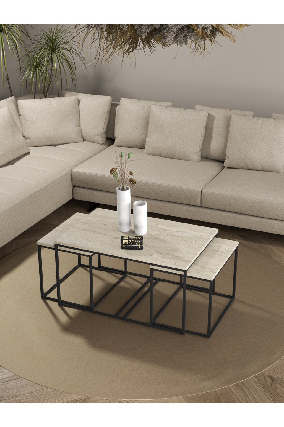 Flora Juego de mesa de centro y mesas nido 3