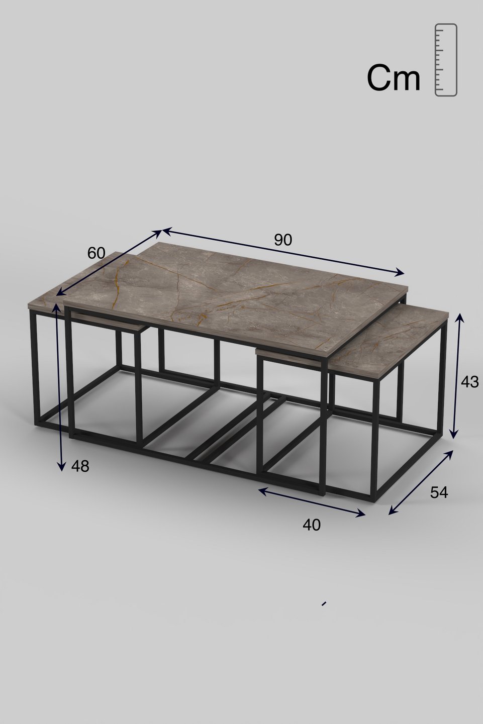 Flora Juego de mesa de centro y mesas nido 2
