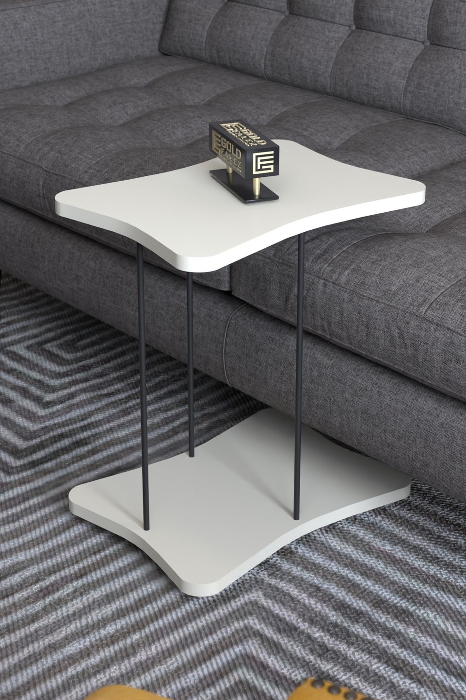 Wheeled Side Table – Cream