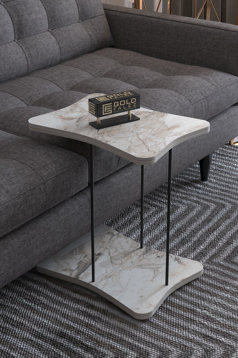 Wheeled Side Table – Efes White