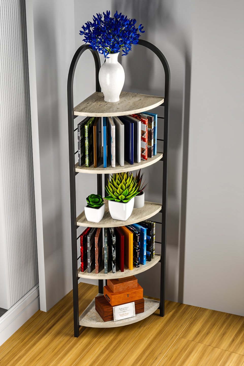 Libreria angolare in metallo 2