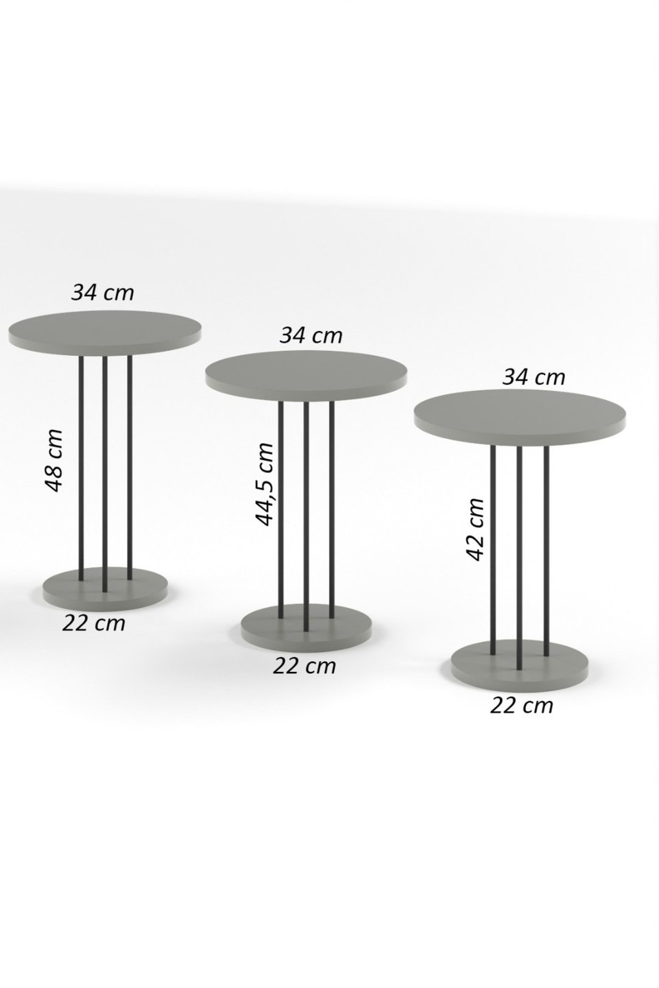 Satztische mit silbernen Metallbeinen 7