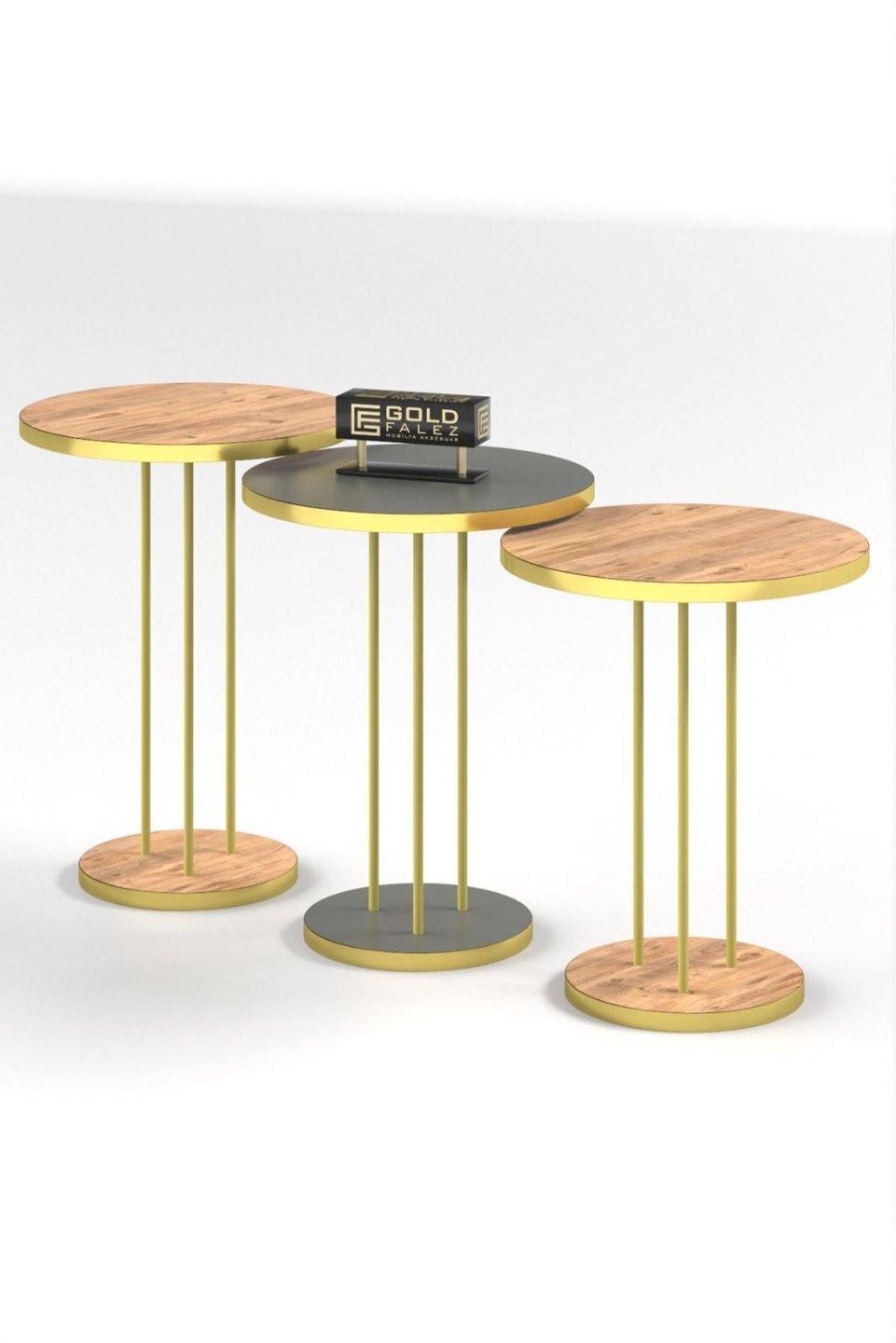Nesting Tables with Gold Metal Legs 5