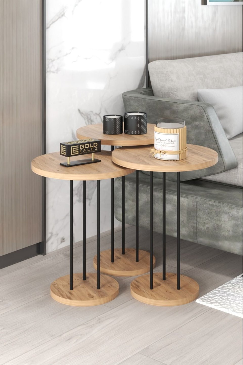 Nesttafels met metalen poten 2