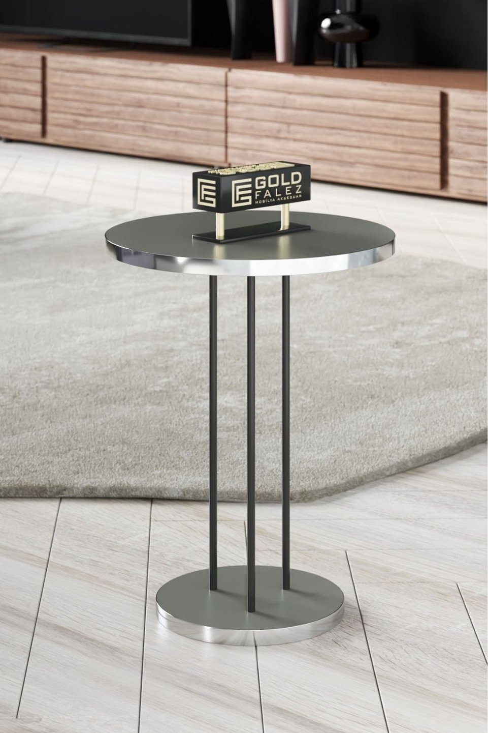 Satztische mit silbernen Metallbeinen 5