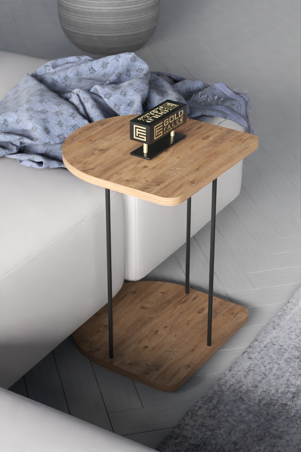 Mesa auxiliar con ruedas – Marrón