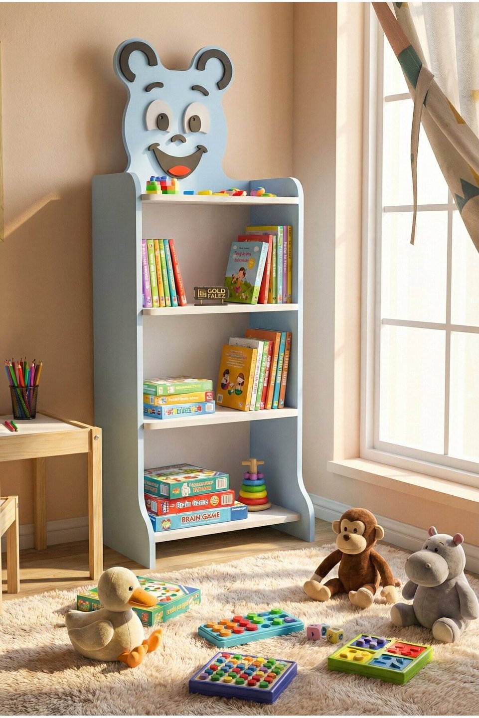 Happy Face Bibliothèque pour enfant – Bleu