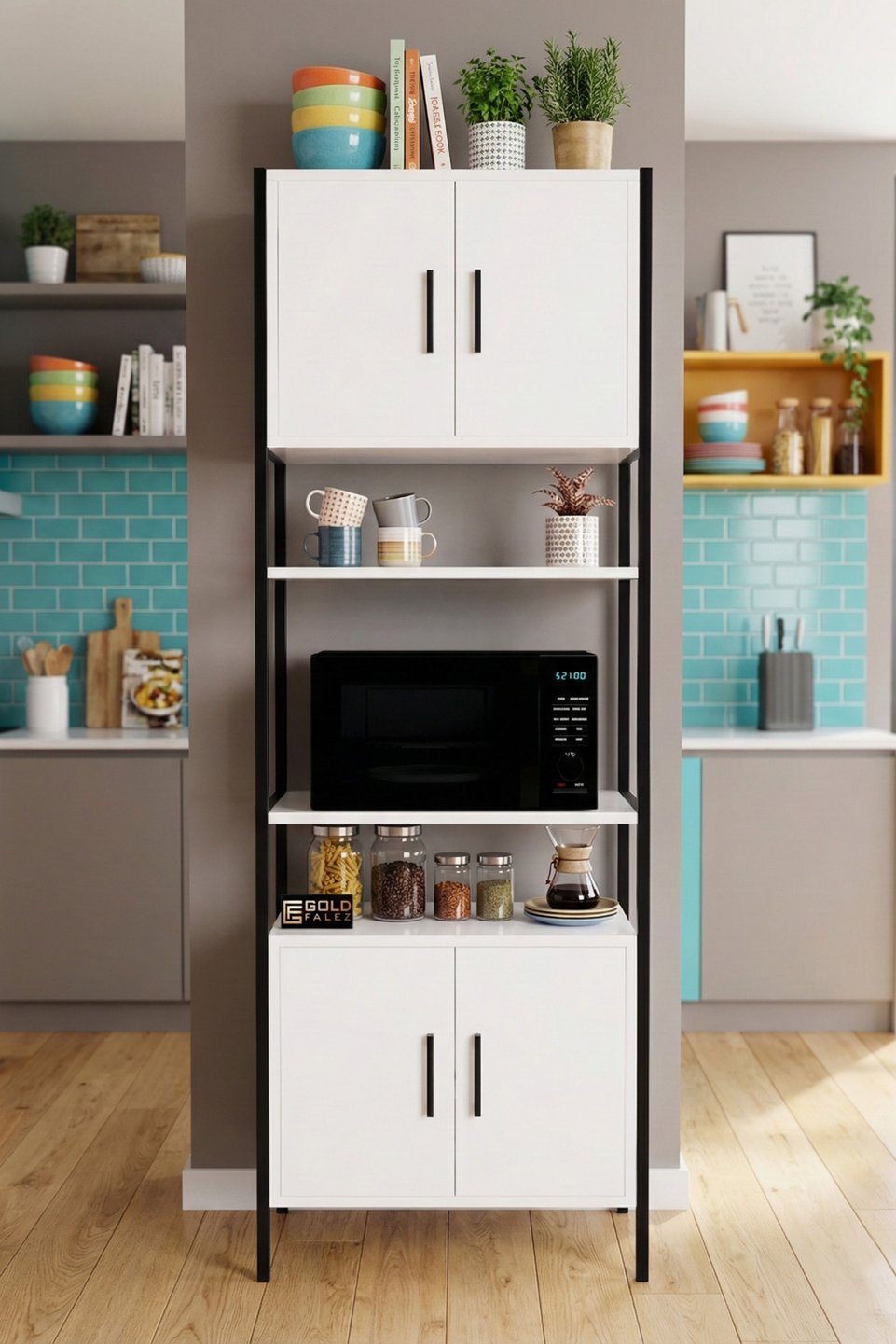 Keukenkast met metalen poten – Wit