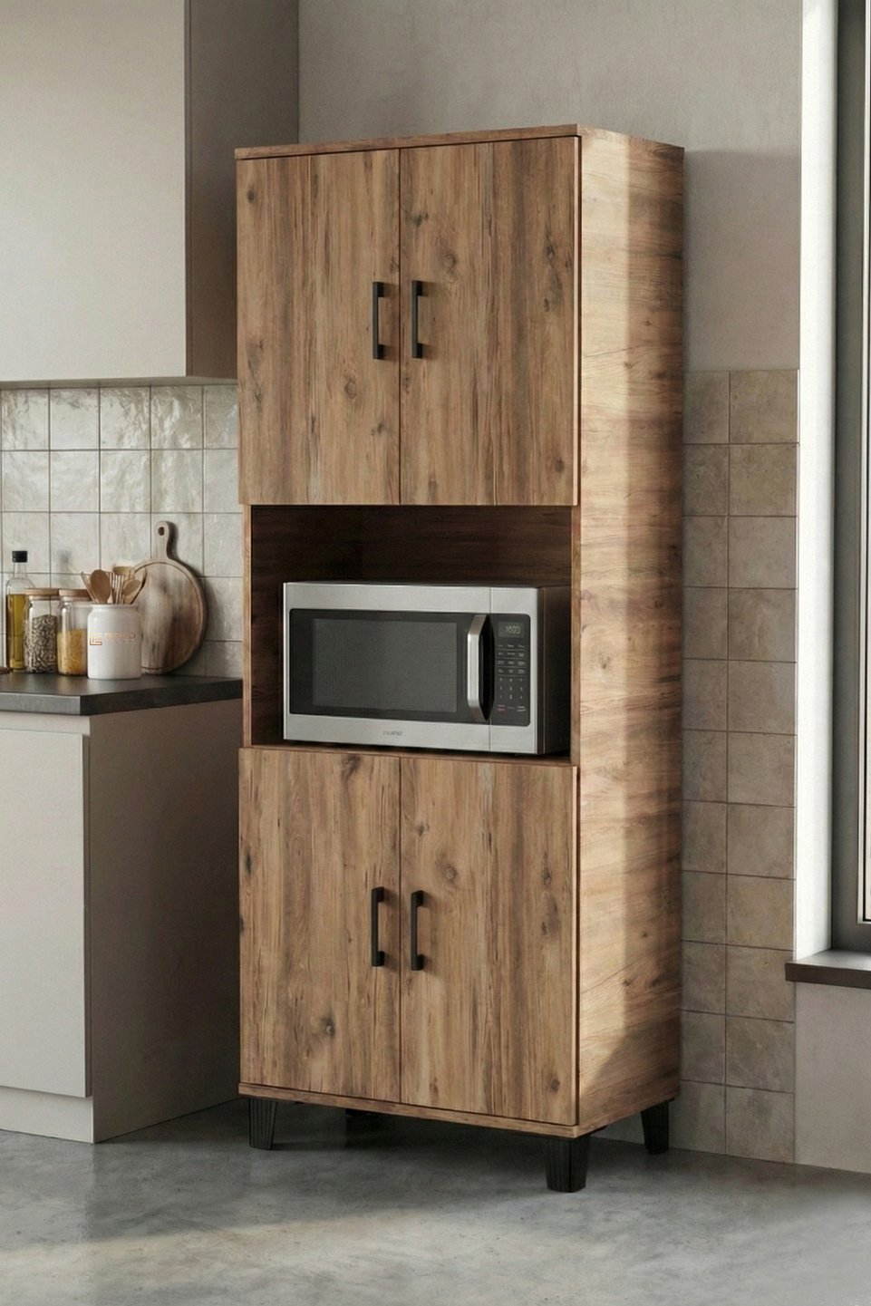 Armoire de cuisine multifonction – Marron