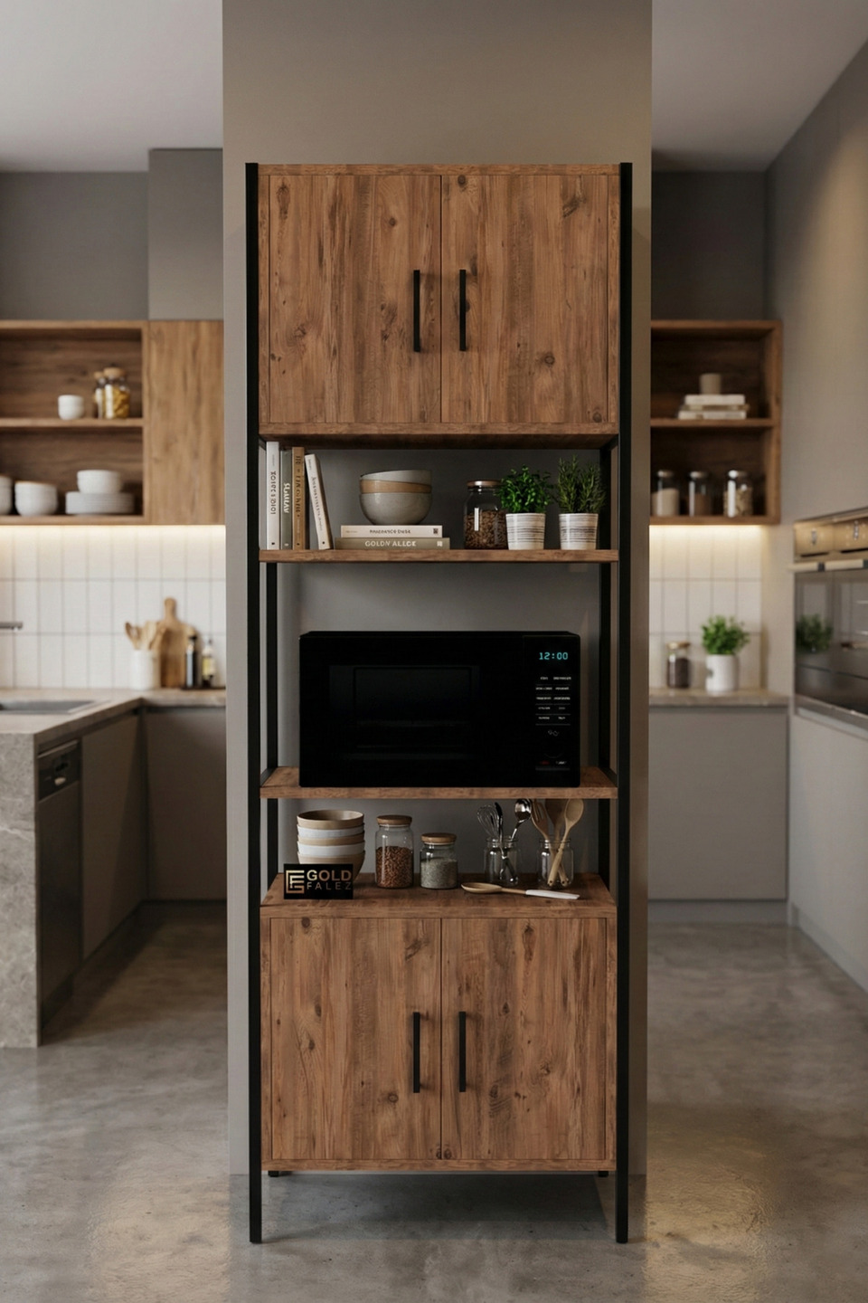 Mobile da cucina con gambe in metallo – Marrone