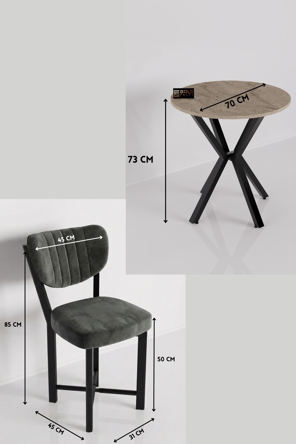 Elma Conjunto de mesa de cocina redonda 2