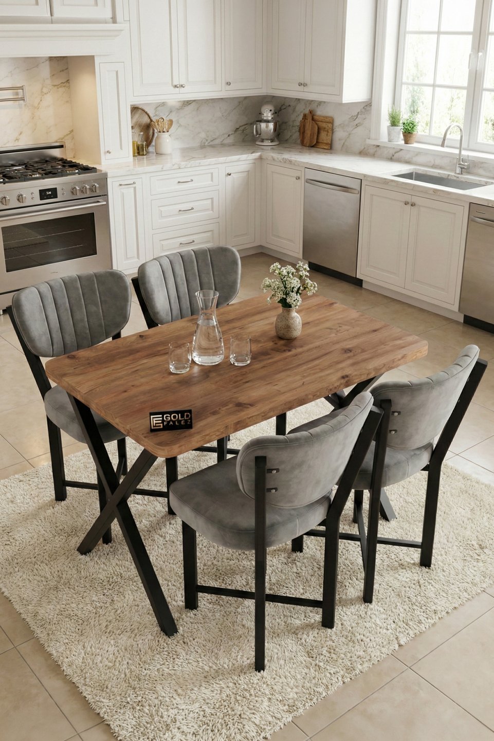 Elma Conjunto de mesa de cozinha – Cinza